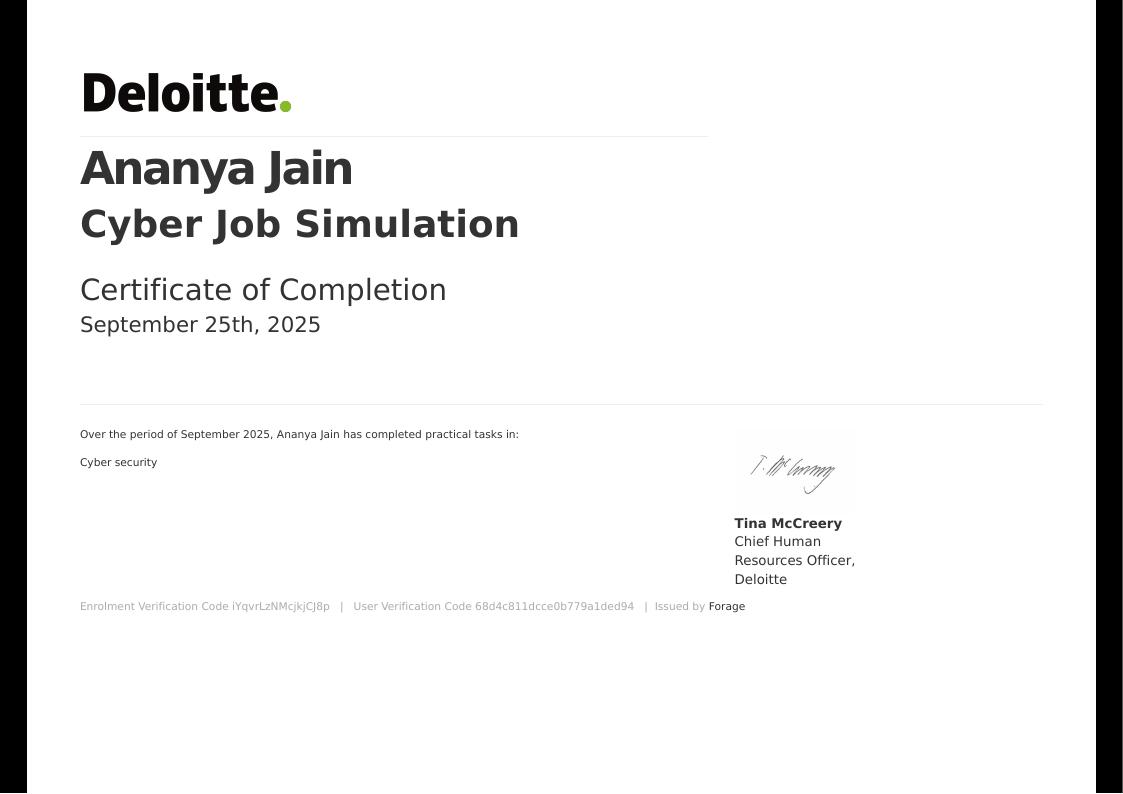 Deloitte job simulation certificate
