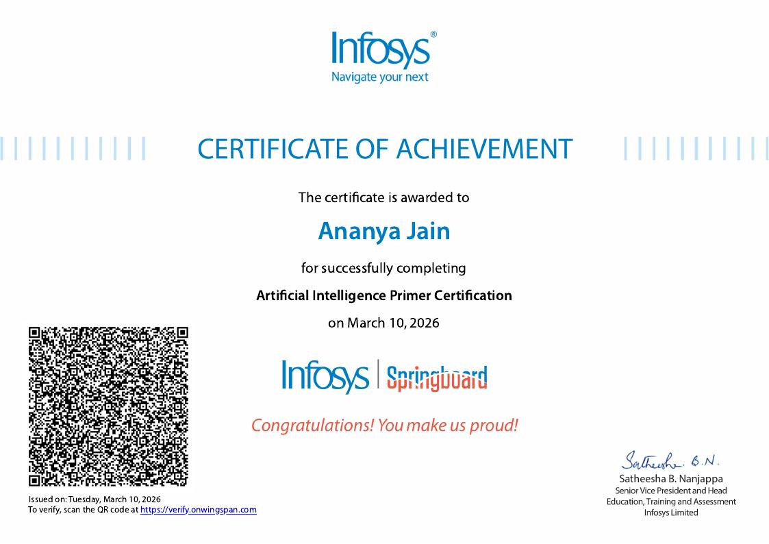 Infosys AI Primer certificate