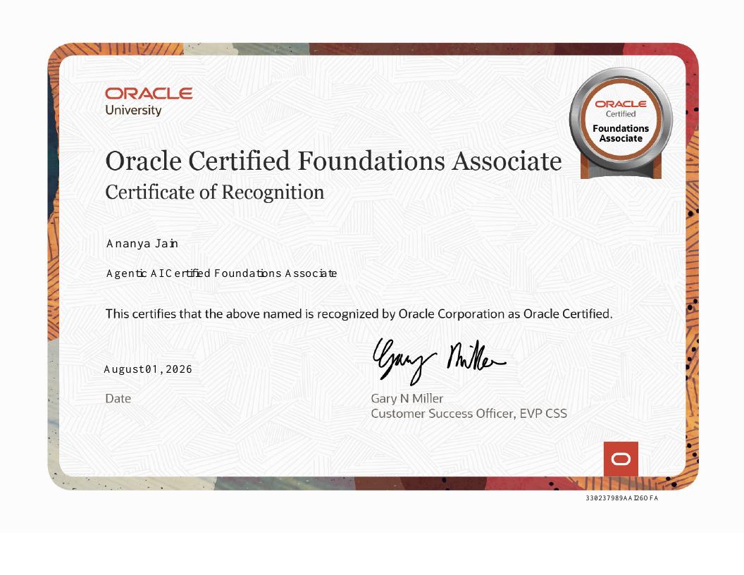 Oracle Agentic AI certificate