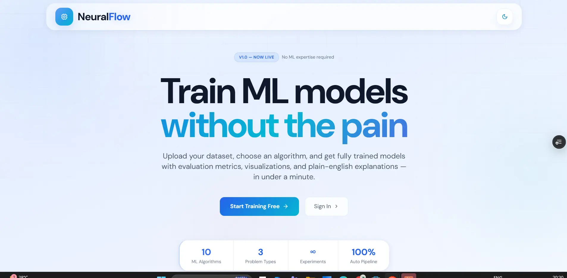 NeuralFlow automated machine learning interface